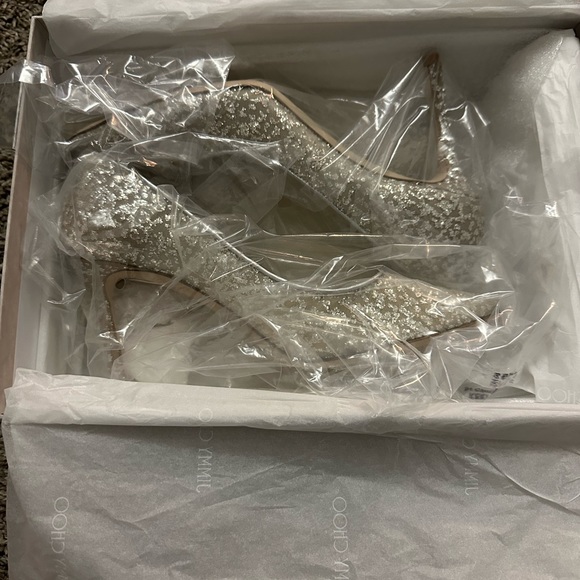 Jimmy Choo Romy 85 Silver Tulle - Picture 3 of 4